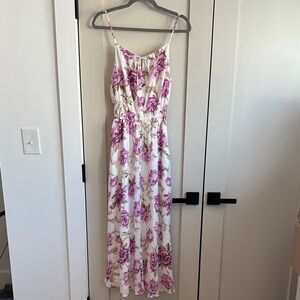Abercrombie & Fitch White and Purple Floral Maxi Dress